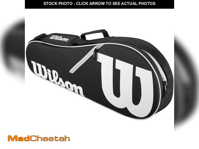 Lot 74-12785633 - Wilson Advantage II Triple Tennis Racket Bag - Black/White, Holds up to 3 Rackets - UNUSED