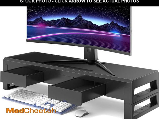 Lot 74-12397788 - Computer monitor stand with 3 drawer , Laptop Desk Shelf &amp; Monitor Riser,  27.55 inches long des...