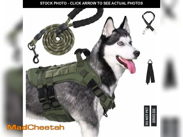 Lot 74-10827296 - Yungaspy No Pull Tactical Dog Harness for Large Dogs, Escape Proof Molle Dog Vest Harness and Leash ...