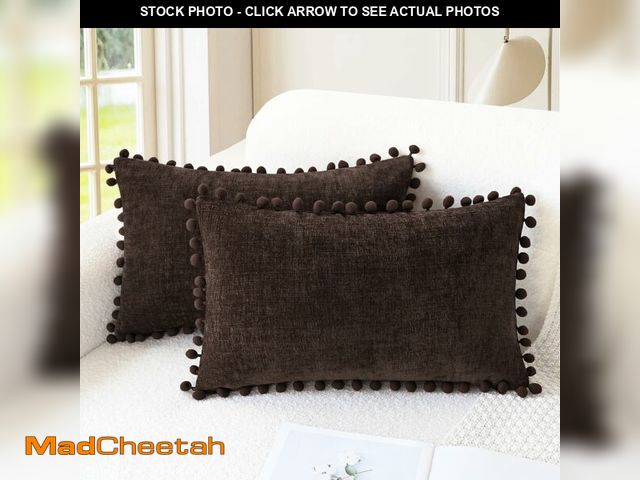 Lot 74-14145708 - CaliTime Throw Pillow Covers Decorative 20 X 12 Inches Pack of 2 Cozy Solid Dyed Soft Chenille Cushi...