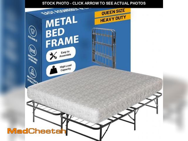 Lot 74-12367551 - Greaton, 14-Inch Foldable Metal Platform Bed Frame with Tool Free Setup, Sturdy Steel, No Box Spring...
