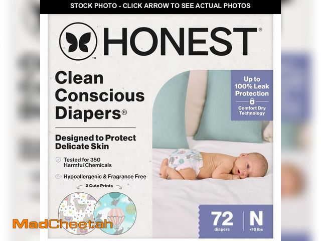Lot 74-12313995 - The Honest Company Clean Conscious Diapers for Delicate Skin | Up to 100% Leakproof | Hypoallergenic...