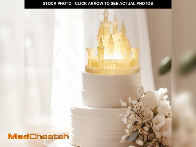 Lot 74-14423742 - Baquler 4.8 Inch Castle Cake Topper Figurine Wedding Cake Topper Birthday Castle Tower Night Light U...