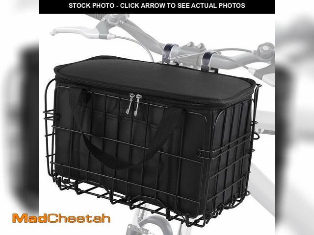 Lot 74-14331068 - Aodaer Bike Basket with Removable Liner Bag Cargo Net Large Folding Bike Basket Quick Release Metal ...