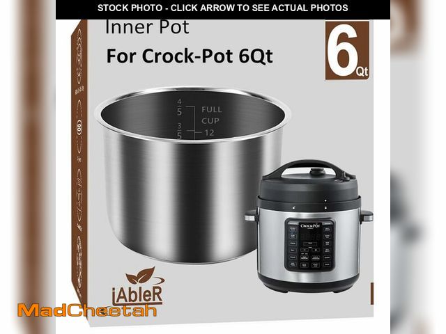 Lot 74-12702002 - Inner Pot for Crock Pot 6 Quart - Stainless Steel Replacement Pot for Crock-Pot 6 Qt Multi-Cooker Cr...