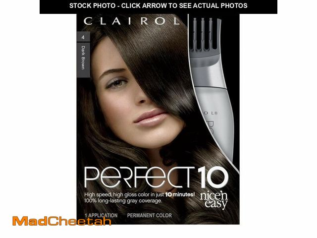 Lot 74-14046301 - Clairol Nice'n Easy Perfect 10 Permanent Hair Dye, 4 Dark Brown Hair Color, Pack of 2 - UNUSED