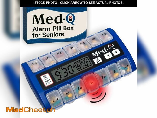 Lot 74-14269936 - Med-Q Digital Pill Box with Alarms Ã¢â¬â Pill Organizer with Flashing Lights &amp; Beeping Remind...