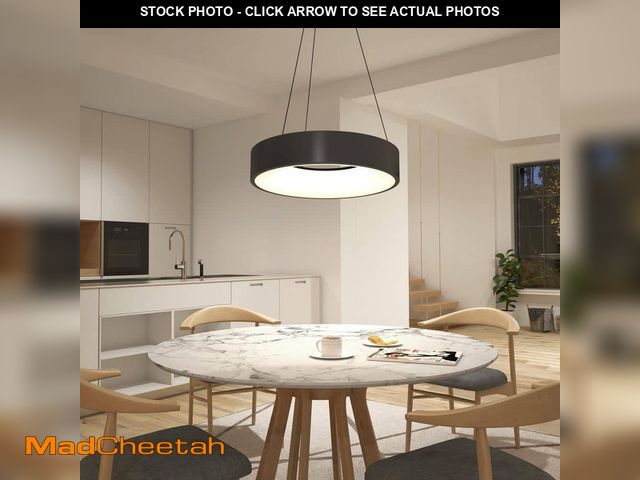 Lot 74-12999831 - Artika Aiden Drum 31-Watt 1-Light Integrated LED Black Hanging Pendant Light - UNUSED