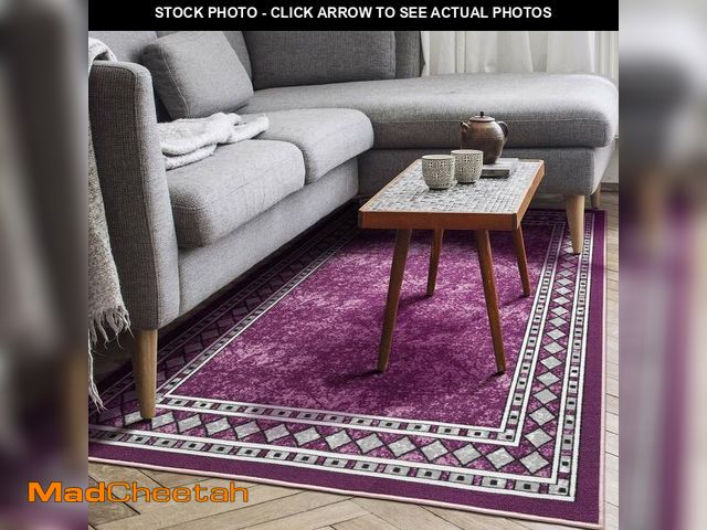 Lot 74-12568393 - Antep Rugs Alfombras Modern Bordered 5x7 Non-Skid (Non-Slip) Low Profile Pile Rubber Backing Indoor ...
