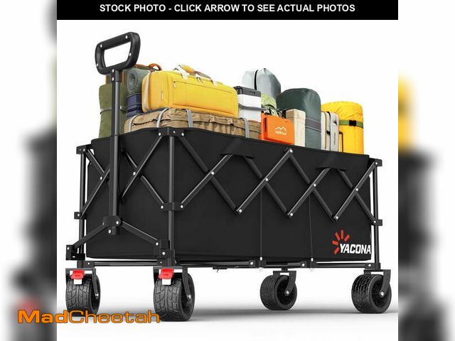 Lot 74-14287223 - Yacona Wagons Carts Foldable, 52" Extra Large Beach Wagon, Collapsible Rolling Cart with Big Wheels ...