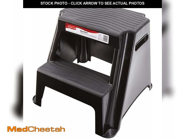 Lot 74-13733974 - Rubbermaid 2-Step Molded Plastic Step Stool, Lightweight with Slip Resistant Treads and Non-Slip Fee...