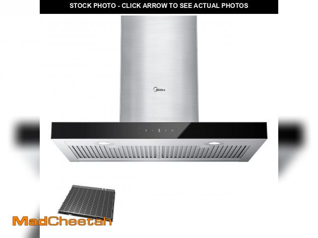 Lot 74-12489195 - Midea MVT30W9AST Range 30 Inch 450CFM Vent T Shape Stove Hood with Stainless Steel Filters Kitchen E...