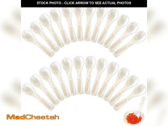 Lot 74-13623083 - Caviar Spoons Mother of Pearl Mop Spoons with Hand Craft W Round Handle for Caviar, Egg, Ice Cream, ...