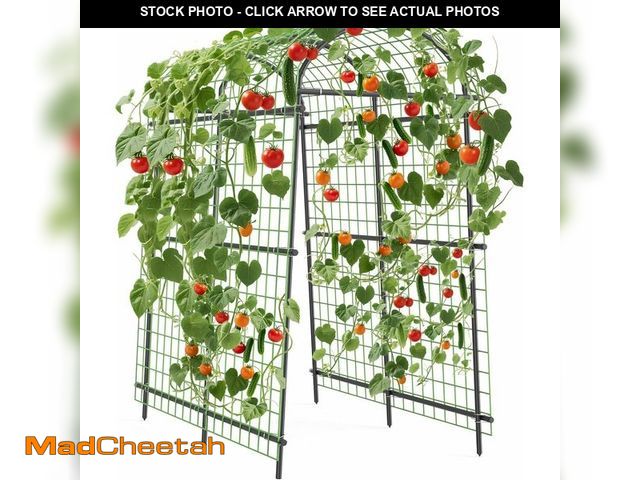 Lot 74-14305591 - Garden Arch Trellis, 7.5FT Extra Tall Polyethylene-Coated Stainless Steel Garden Trellis for Climbin...