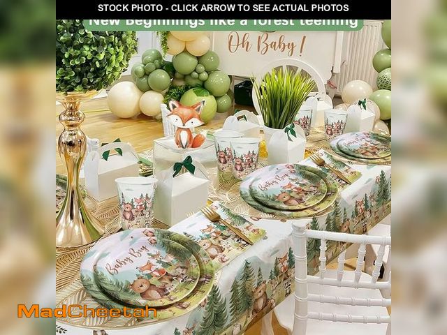Lot 74-13767913 - Woodland Animals Baby Shower Plates Set. Includes: Large Plates, Small Plates, Napkins, Cups, Forks,...
