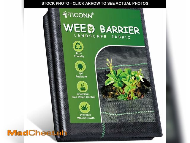 Lot 74-13772504 - TICONN 3FTx300FT Weed Barrier Fabric Heavy Duty, 3.2Oz Landscape Fabric for Garden, Yard, Driveway, ...