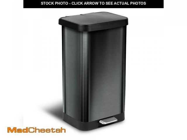 Lot 74-12492767 - Glad 20 Gal. Pewter Stainless Steel Step-on Kitchen Trash Can w/Clorox Odor Protection Lid - UNUSED