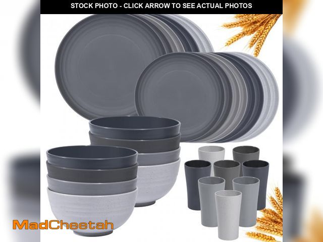 Lot 74-12190164 - Klickpick Home 32 Pieces wheatstraw Dinnerware Set with 8 Each of Dinner Plates Desert Plates Cereal...