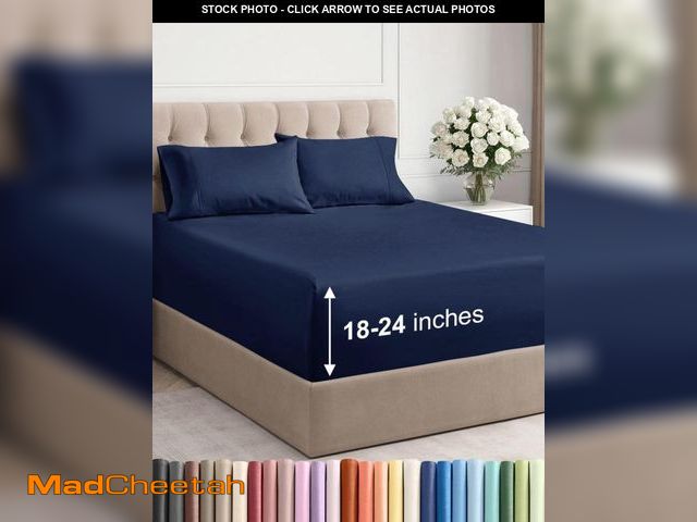 Lot 74-12306328 - Extra Deep Pocket Queen Sheets - 4 Piece Breathable &amp; Cooling Bed Sheets - Hotel Luxury Bed Shee...