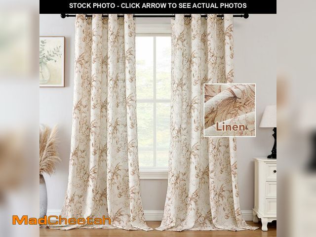 Lot 74-12712540 - H.VERSAILTEX Boho Floral Linen Curtains 96 inch Length 2 Panels Set, Privacy Semi Sheer Light Filter...