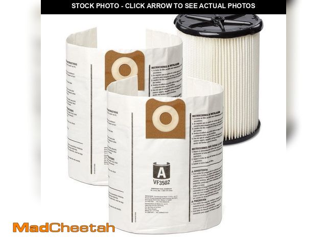 Lot 74-12746183 - RIDGID Genuine Wet Dry Vac Filter Kit with General Debris Filter, 2-Dust Bags for Select 12-16 Gal. ...