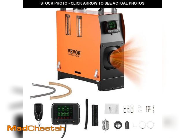 Lot 74-13692580 - VEVOR 8 kW Diesel Air Heater, 12-24V DC, 27300 BTU Orange Diesel Air Heater, Portable Forced Air Cor...