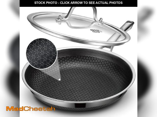Lot 74-11556770 - SNOWCLAD Frying Pan with Lid, 10 Inch Hybrid Non Stick Stainless Steel Skillets, Dishwasher Inductio...