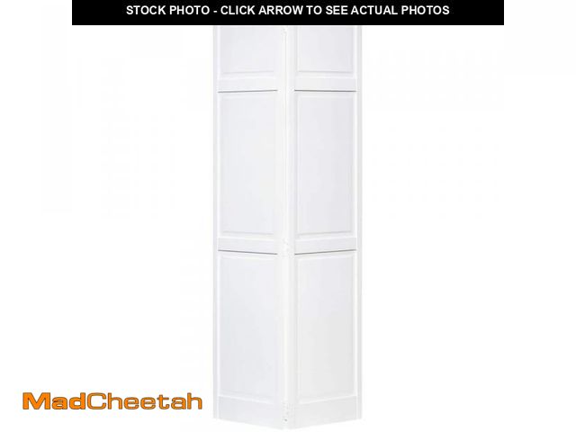 Lot 74-12409614 - Kimberly Bay 28 in. x 80 in. Traditional 6-Panel White Solid Core Pine Bi-Fold Door - UNUSED
