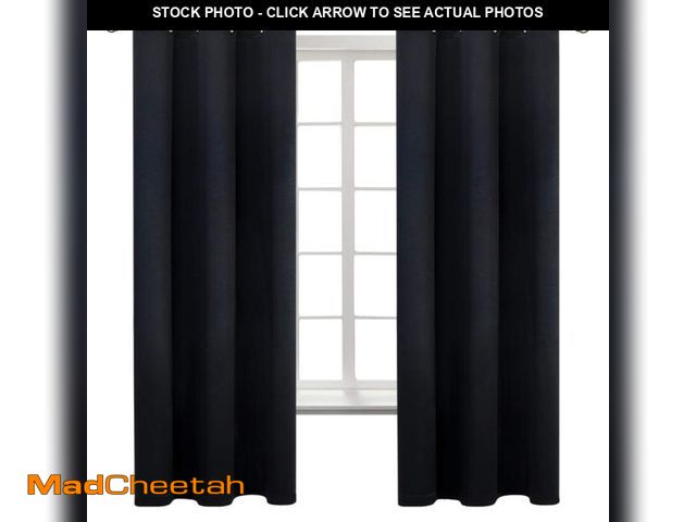 Lot 74-11547257 - BGment Black Blackout Curtains for Bedroom 63 Inches Long, Black Out Room Darkening Light Blocking T...