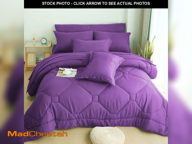 Lot 74-12548893 - HIG 8 PCS Modern Comforter Set with Sheets All Season Bed in a Bag, Purple, Queen Size - UNUSED