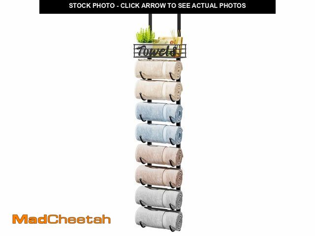 Lot 74-12712646 - HapiRm Bathroom Towel Rack Holder - 9-Tier Over The Door &amp; Wall Mount Rolled Towel Storage Organ...