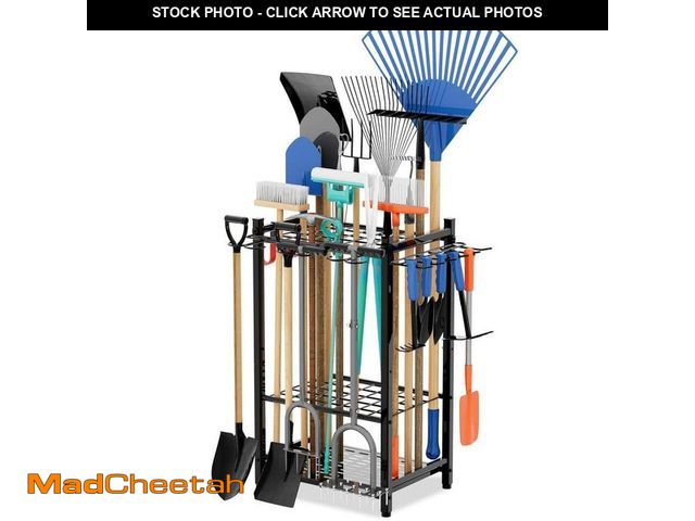 Lot 74-14222488 - 3-Tier Garden Tool Organizer Yard Tool Tower Rack with Storage Hooks Up to 50 Tools for Garage, Outd...