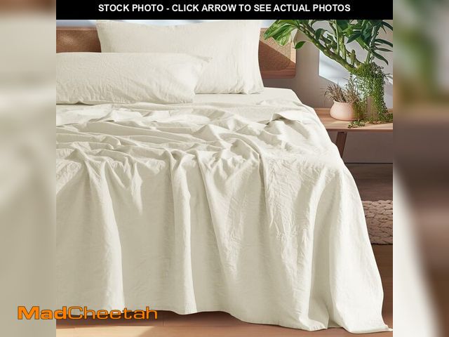 Lot 74-13630257 - SONORO KATE 100% French Pure Linen Queen Size Sheets, Breathable and Durable, 16 Inch Deep Pocket - ...