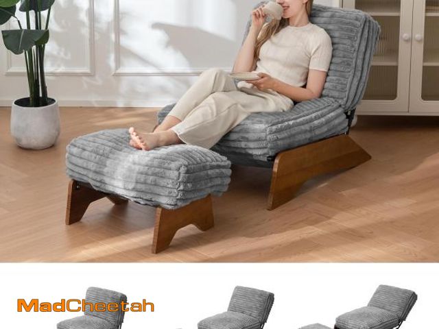 Lot 74-12175814 - MAXYOYO Modern Adjustable Accent Chair with Ottoman, Upholstered Living Room Chair with Footrest Set...