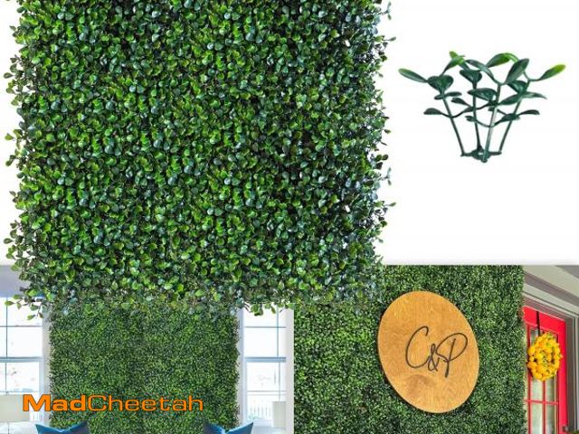Lot 74-12330009 - ODTORY Artificial Grass Wall Panel Backdrop,10 X 10 in 25P(17.5 sqft) UV-Anti Greenery Boxwood Panel...