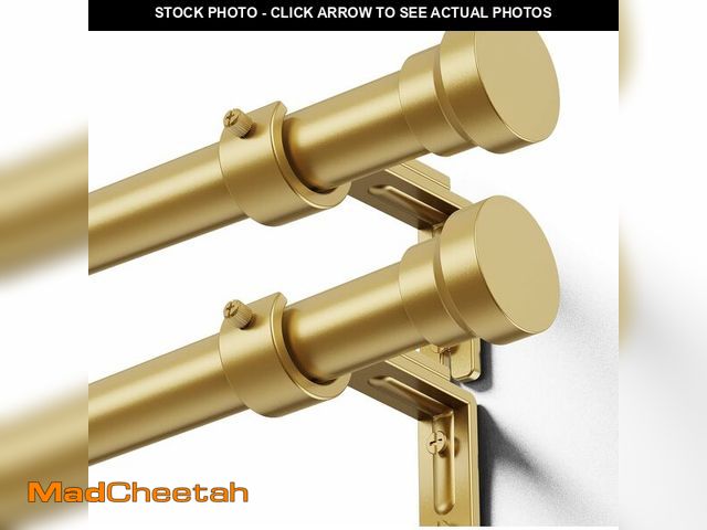 Lot 74-13525113 - YaFex Curtain Rods 2 Pack 32-118 Inch Heavy Duty 1 Inch Curtain Rod Gold Long Adjustable Window Trea...