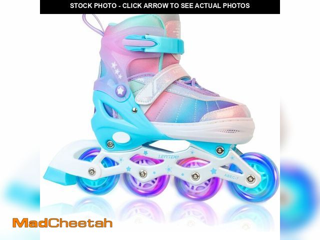 Lot 74-14347982 - LEVYTEMP Kids Adjustable Inline Skates for Girls Size M Ages 5-12 Blades Skate with Outdoor All Ligh...