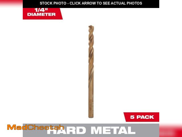 Lot 74-12855623 - Milwaukee 1/4 in. Cobalt Red Helix Twist Drill Bit (5-Pack) - UNUSED