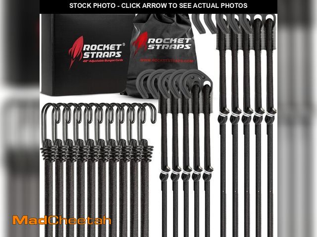 Lot 74-12977285 - Rocket Straps - Ultimate Adjustable Outdoor Bungee Cord Assortment - Heavy Duty Set of 20 Bungee Cor...