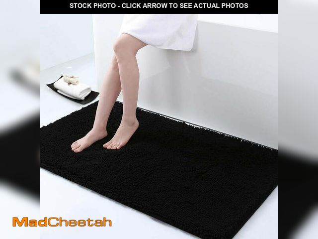 Lot 74-13061674 - Smiry Luxury Chenille Bathroom Rugs, Extra Soft and Absorbent Bath Mat, Black, 24"x47" - USED