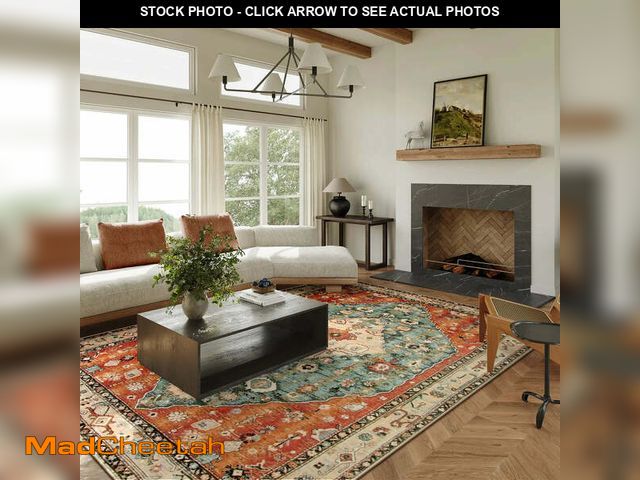 Lot 74-12555661 - Felice Washable Boho Vintage Tribal Rust Red Rug - USED