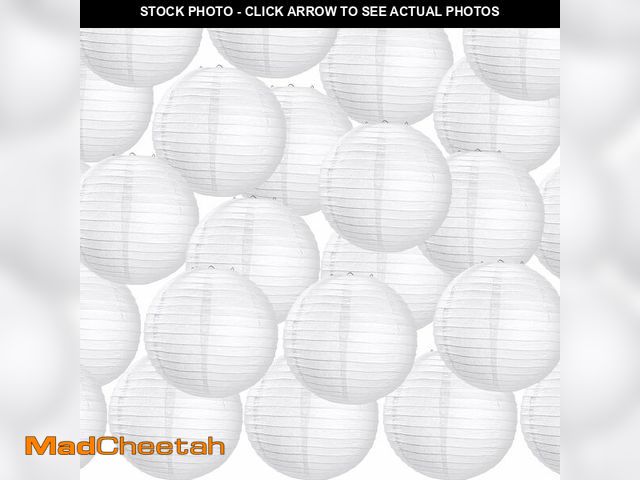 Lot 74-14065587 - Treela 30 Pack White Chinese Japanese Paper Lanterns Decorative Hanging Ball Round Paper Lantern Lam...