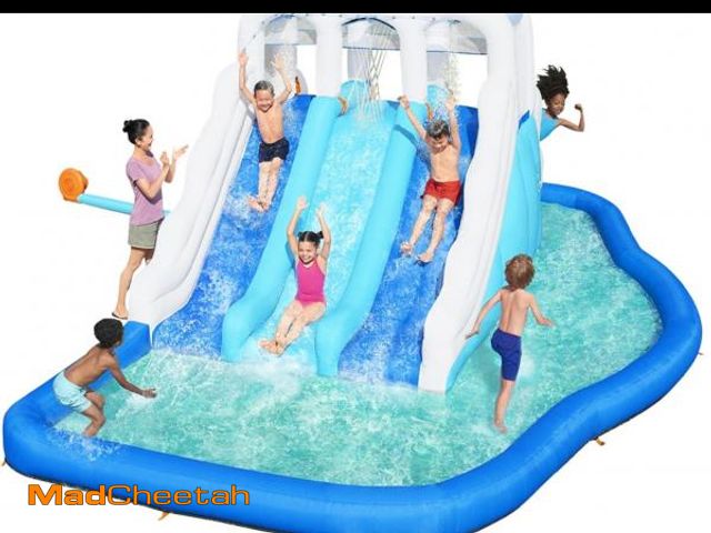 Lot 74-12103815 - Bestway H2OGO! Tidal Trifecta Kids Inflatable Water Park | Inflatable Triple Slide and Splash Pool |...