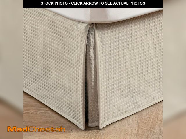 Lot 74-14150508 - MIYE Pleated Waffle Weave Bed Skirt, Tailored Dust Ruffle 14 Inch Drop Easy Fit, Machine Washable,No...
