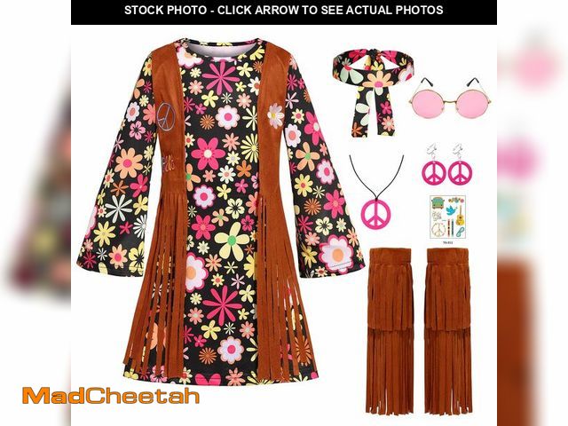 Lot 74-13959422 - Cuteshower Kids Hippie Costume for Girls 60s 70s Hippie Dress for Halloween Party Outfit - USED