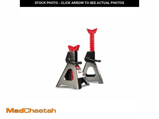 Lot 74-12858344 - Hyper Tough 3 Ton Steel Ratcheting Jack Stands, Black, 1 Pair - UNUSED