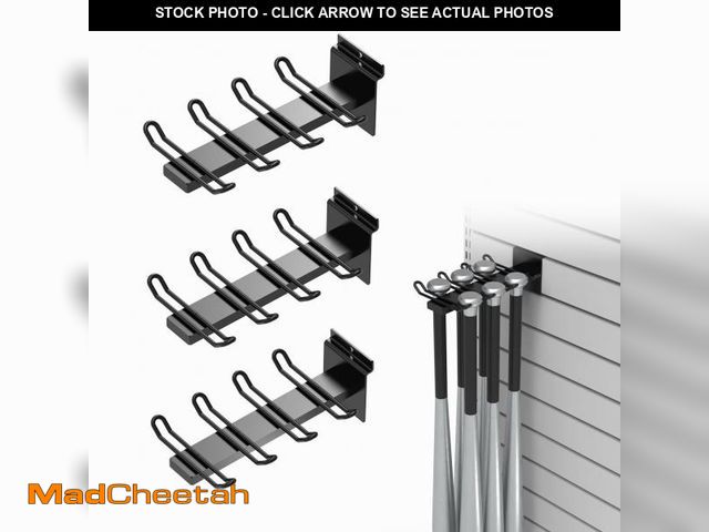 Lot 74-11557302 - Swift Courser Wall Mount Baseball Bat Holder, Metal Organizer for Baseball and Softball, Slatwall St...