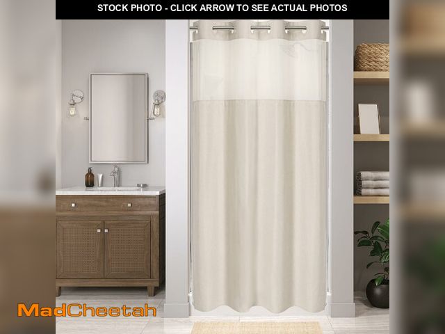 Lot 74-14146827 - eachope Stall No Hooks Needed Linen Textured Shower Curtain with Snap-in Fabric Liner Set,Hotel Luxu...
