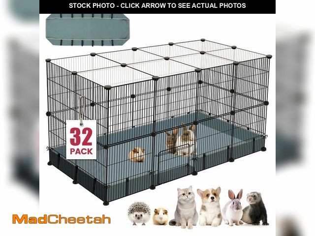 Lot 74-13711412 - 32 Panels Small Animal Playpen,47.5" x 23.7" x 31.5" Pet Playpen with Upgrade Waterproof Mat,C&amp;C...