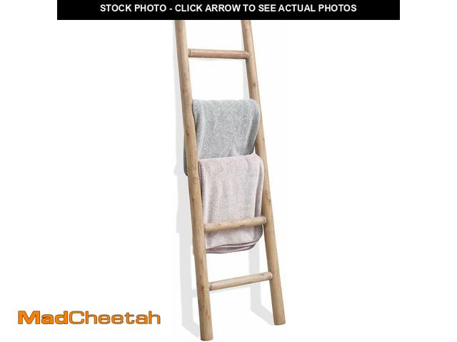 Lot 74-13071283 - FUIN 57in Wood Blanket Ladder Living Room Decorative Wall Leaning Farmhouse Quilt Display Holder Rus...